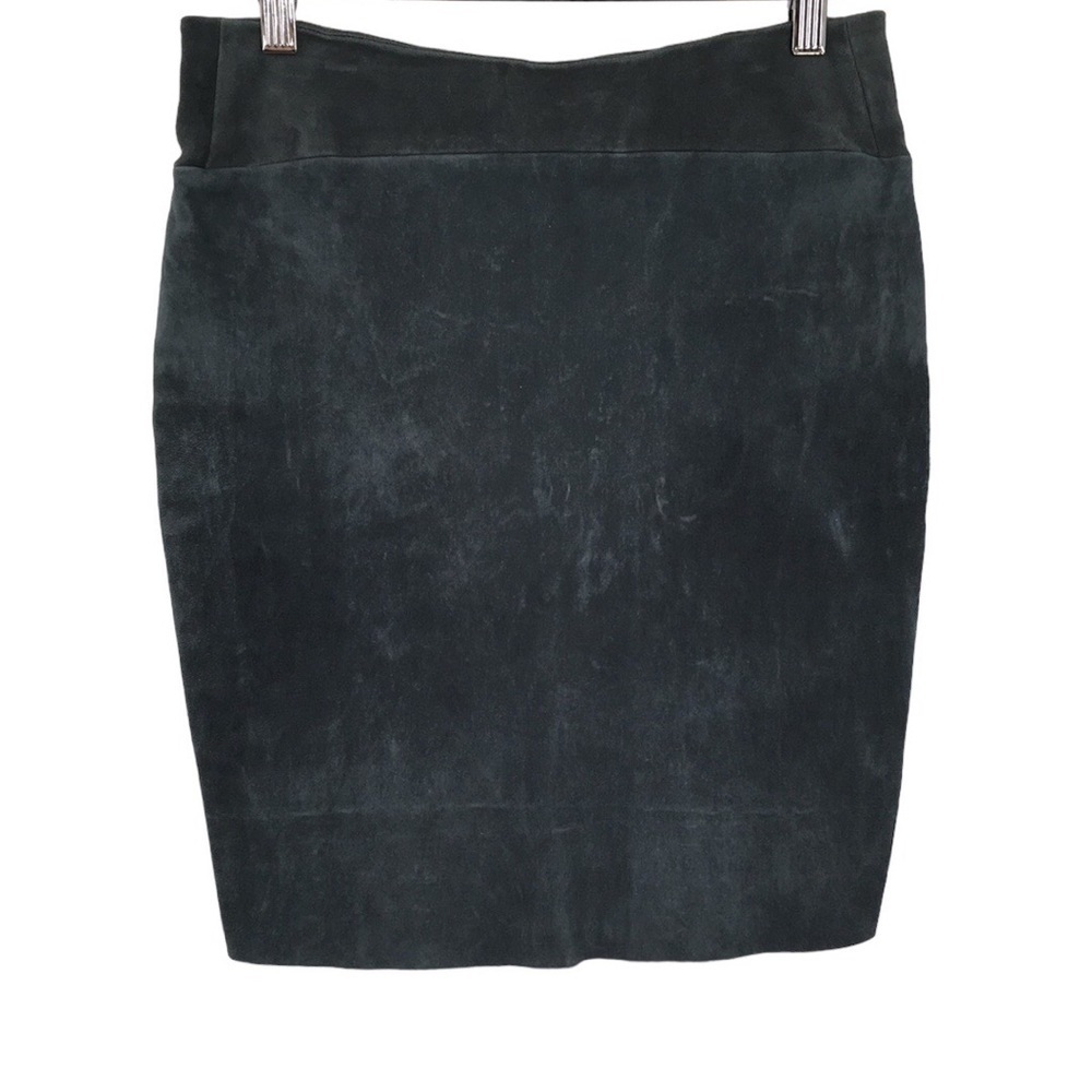 Shosh Skirt Womens 0 Blue Leather Pencil Stretch Pull‎ On